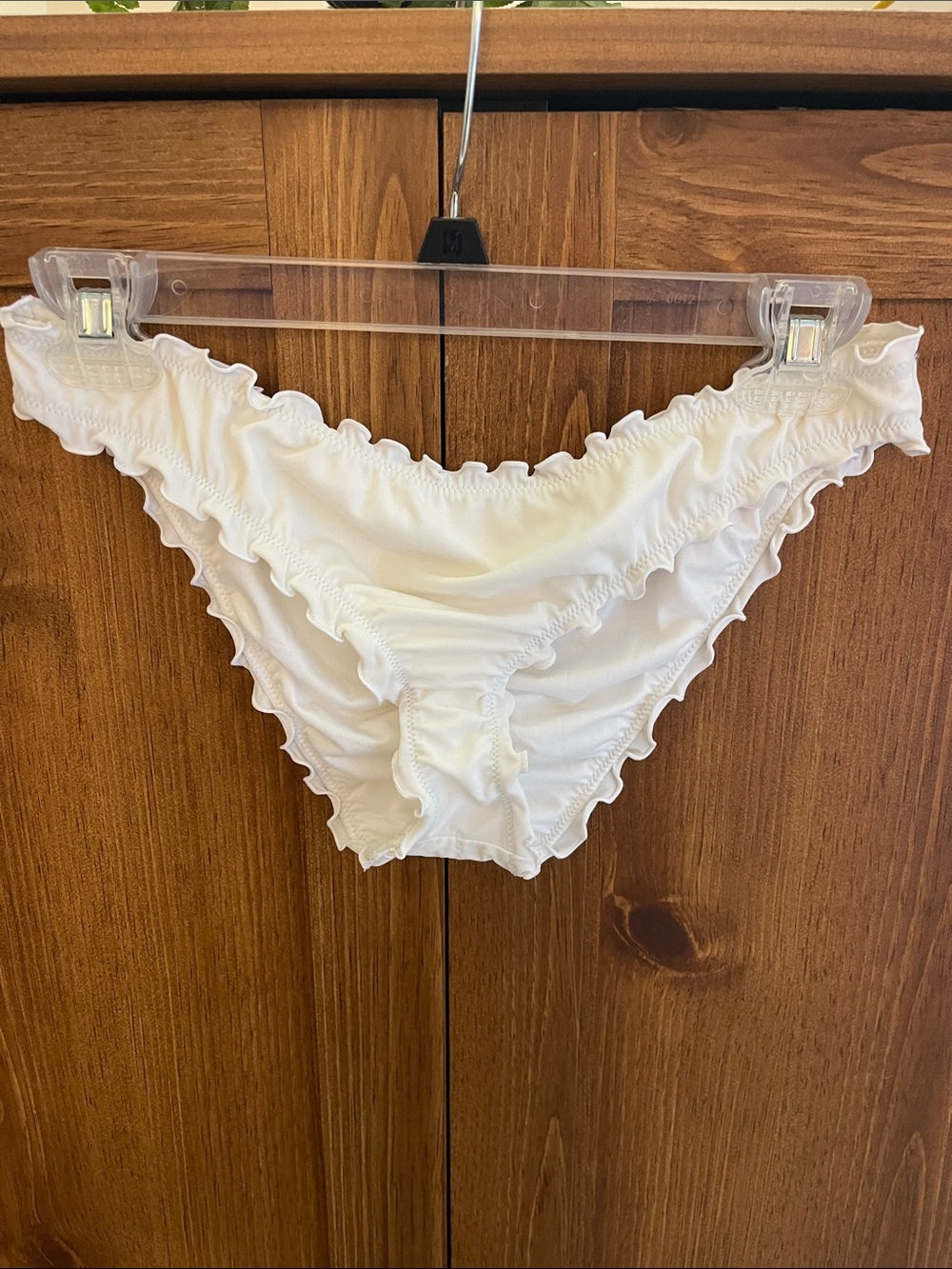 Shade & Shore White Ruffle Trim Bikini Bottom